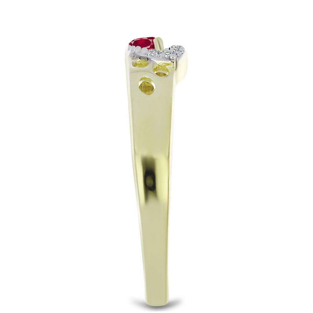 Inel din Argint 925 Placat cu Aur ( 2.61 grame ) cu Rubin Malagasy și Topaz Alb 0.26 Carate