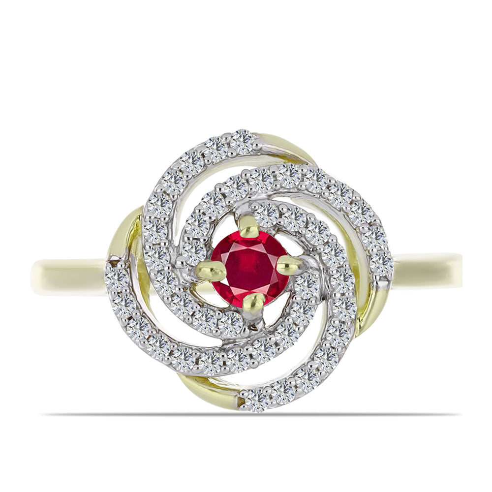 Inel din Argint 925 Placat cu Aur ( 2.96 grame ) cu Rubin Malagasy și Topaz Alb 0.75 Carate 1 