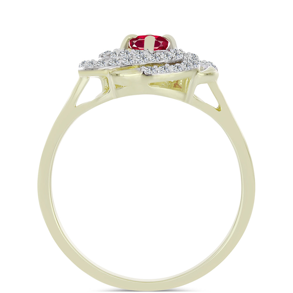 Inel din Argint 925 Placat cu Aur ( 2.96 grame ) cu Rubin Malagasy și Topaz Alb 0.75 Carate 2 