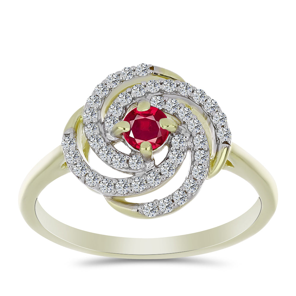 Inel din Argint 925 Placat cu Aur ( 2.96 grame ) cu Rubin Malagasy și Topaz Alb 0.75 Carate 3 