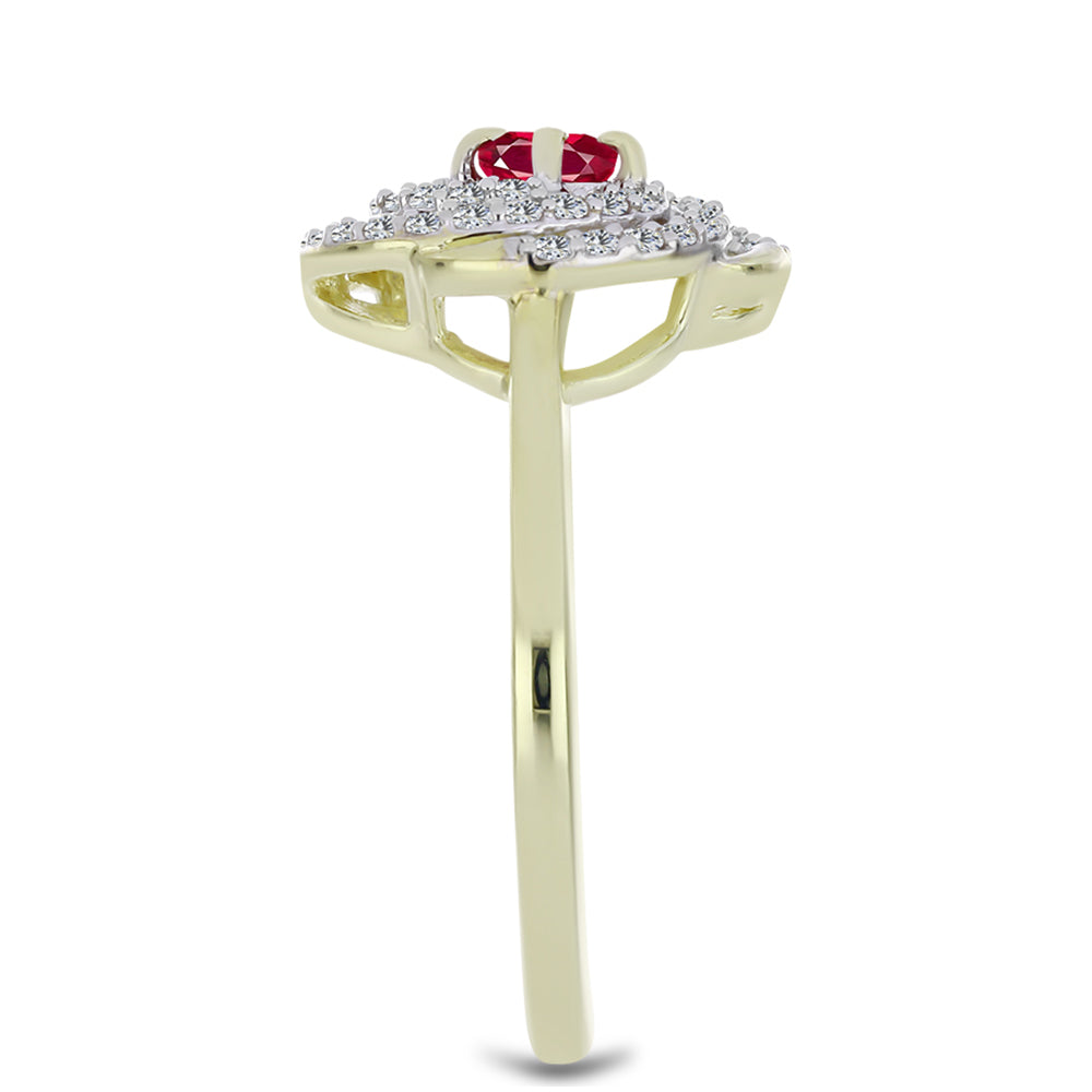 Inel din Argint 925 Placat cu Aur ( 2.96 grame ) cu Rubin Malagasy și Topaz Alb 0.75 Carate