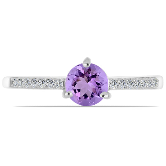 Inel din Argint 925 ( 1.78 grame ) cu Ametist Rose de France și Topaz Alb 0.81 Carate