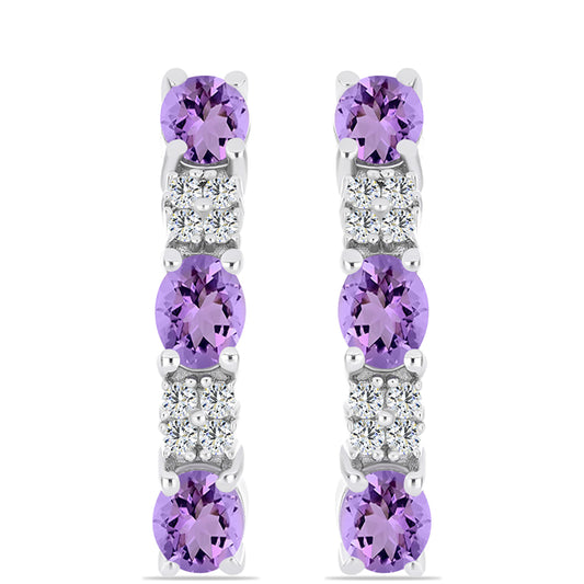 Cercei din Argint 925 ( 4.05 grame ) cu Ametist Rose de France și Topaz Alb 2 Carate