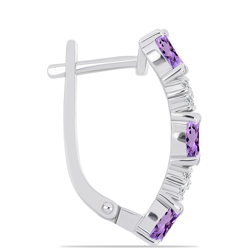 Cercei din Argint 925 ( 4.05 grame ) cu Ametist Rose de France și Topaz Alb 2 Carate 2 