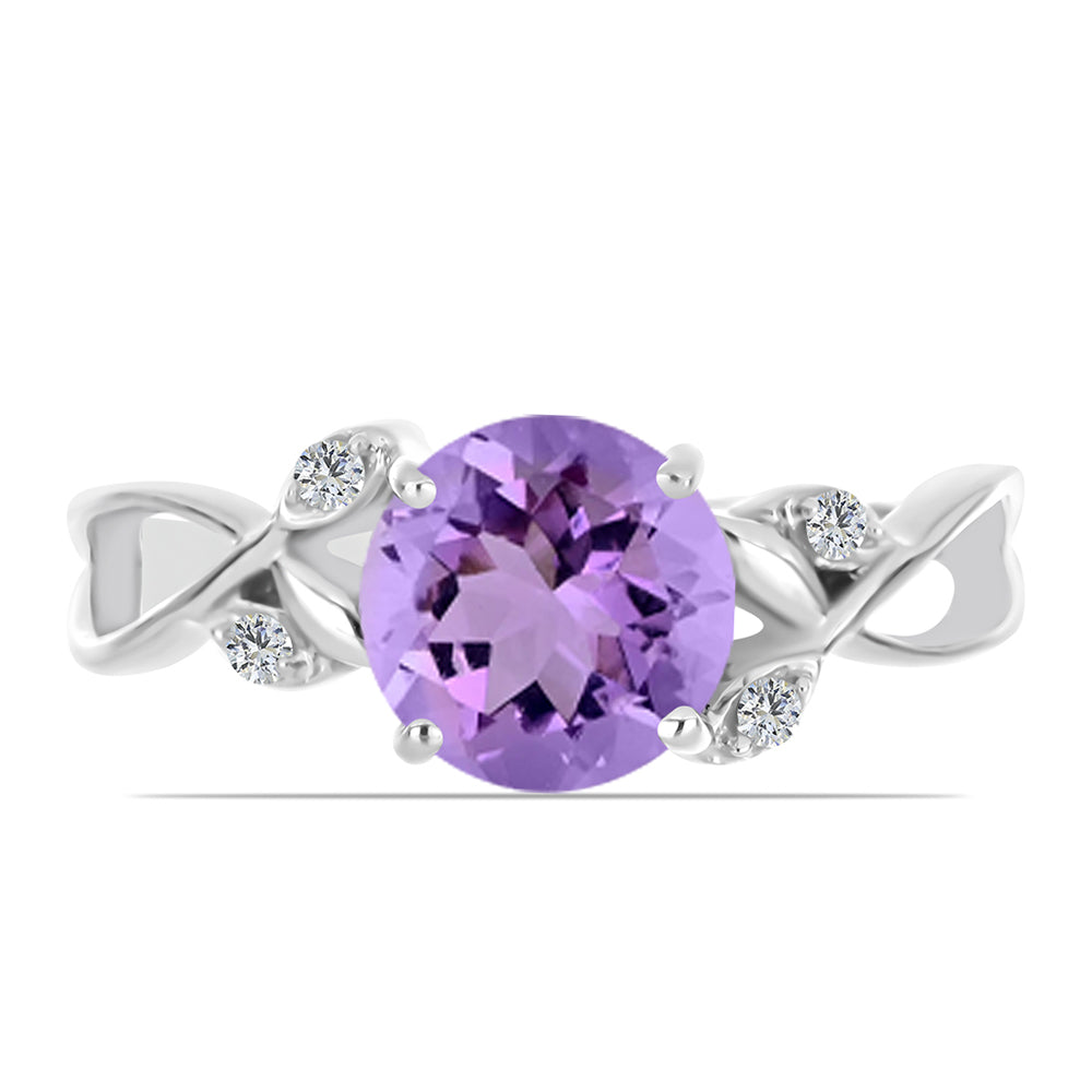 Inel din Argint 925 ( 2.18 grame ) cu Ametist Rose de France și Topaz Alb 1.65 Carate 2 