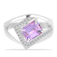 Inel din Argint 925 ( 4.5 grame ) cu Ametist Rose de France și Topaz Alb 2.25 Carate