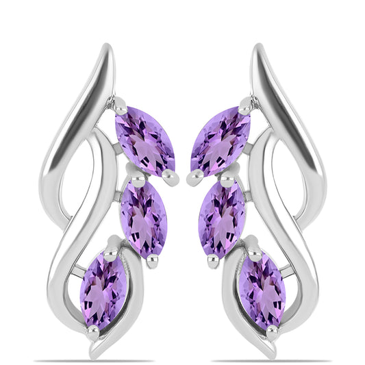 Cercei din Argint 925 ( 5.1 grame ) cu Ametist Rose de France 1.23 Carate