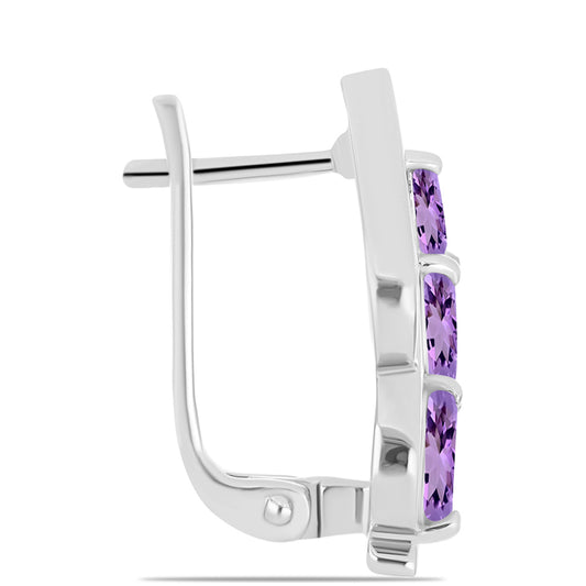 Cercei din Argint 925 ( 5.1 grame ) cu Ametist Rose de France 1.23 Carate