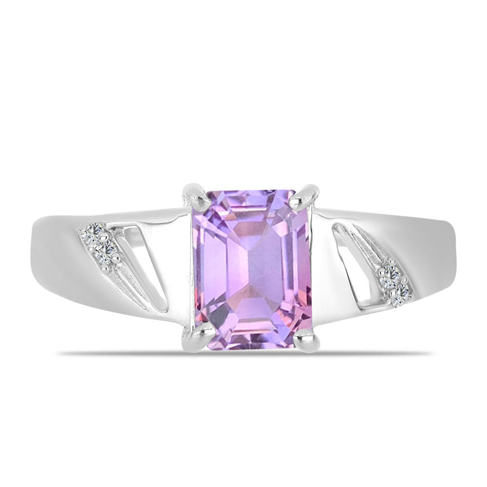 Inel din Argint 925 ( 2.79 grame ) cu Ametist Rose de France și Topaz Alb 1.43 Carate