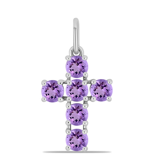 Cruce Pandantiv din Argint 925 ( 1.21 grame ) cu Ametist Rose de France 1.35 Carate