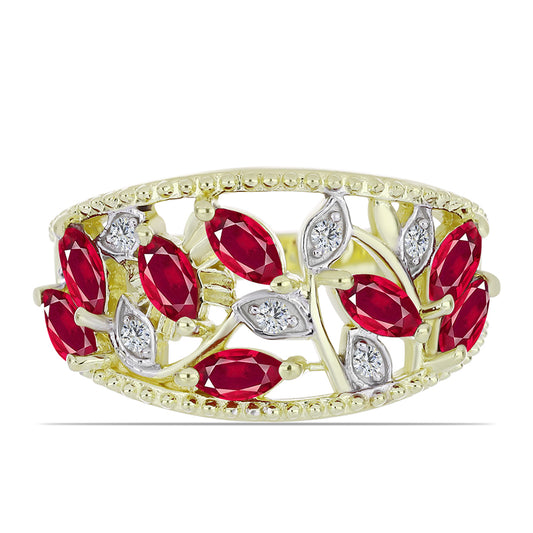 Inel din Argint 925 Placat cu Aur ( 4.79 grame ) cu Rubin Malagasy și Topaz Alb 1.93 Carate