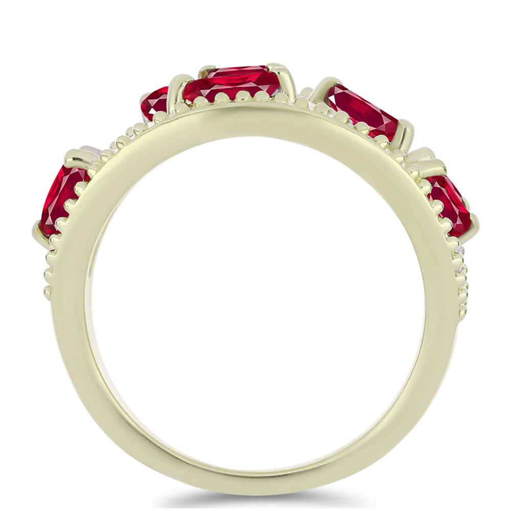 Inel din Argint 925 Placat cu Aur ( 4.79 grame ) cu Rubin Malagasy și Topaz Alb 1.93 Carate 2 