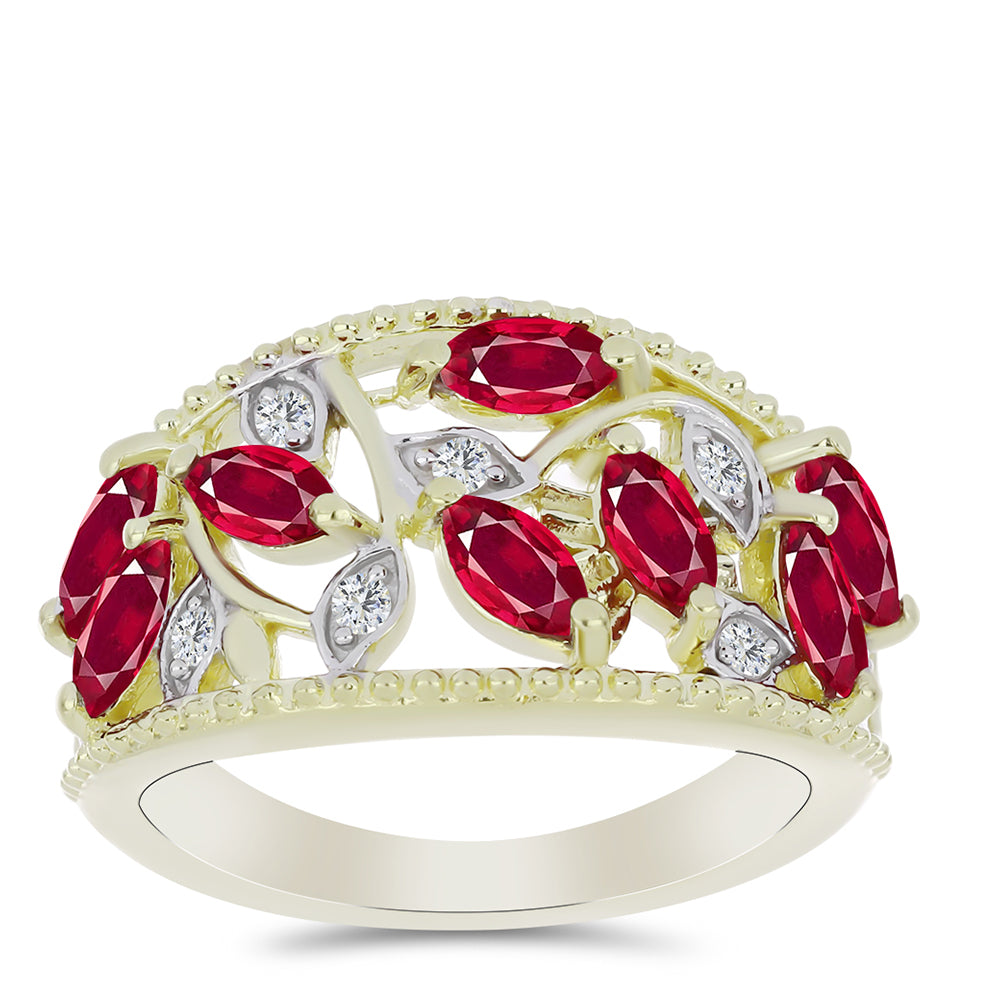 Inel din Argint 925 Placat cu Aur ( 4.79 grame ) cu Rubin Malagasy și Topaz Alb 1.93 Carate