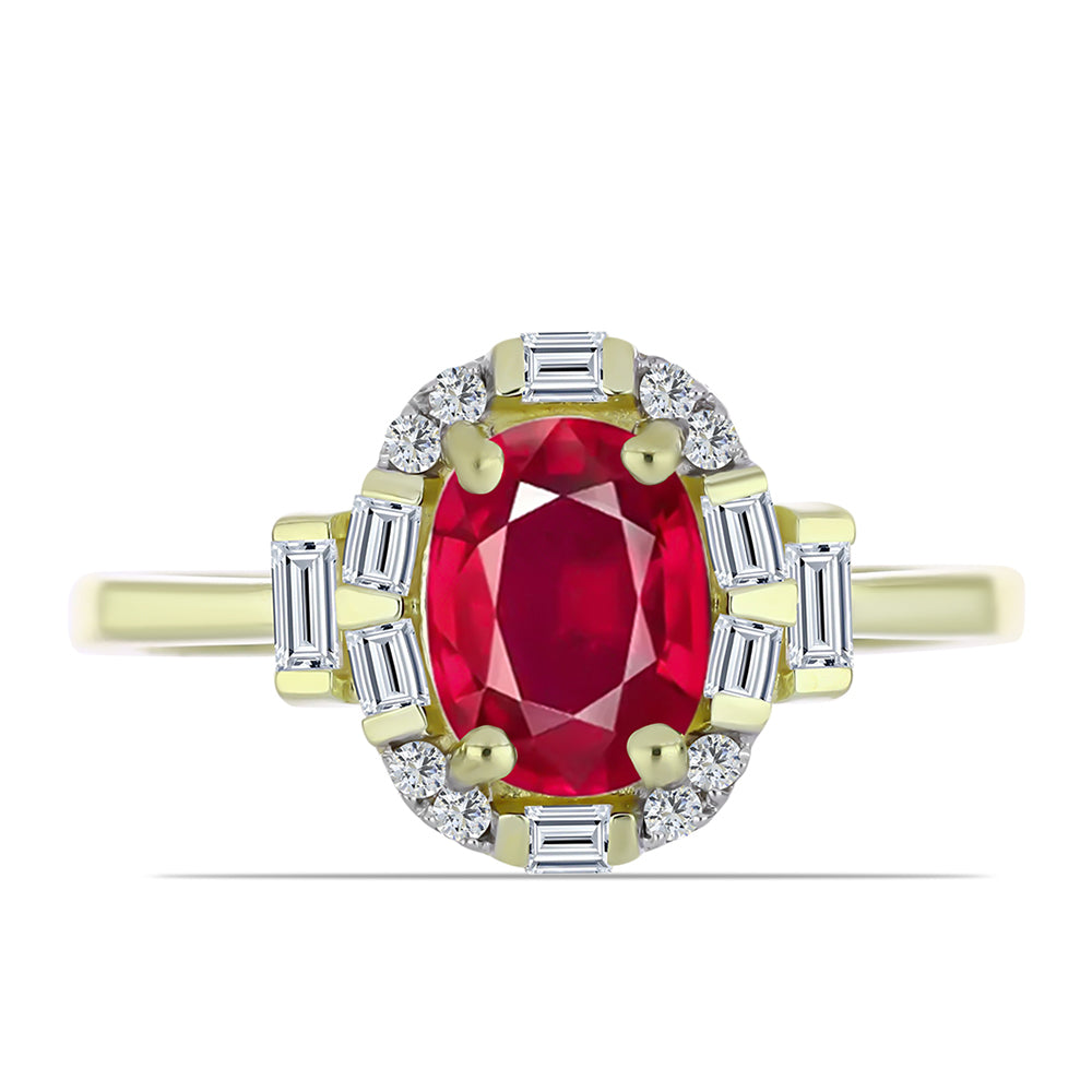 Inel din Argint 925 Placat cu Aur ( 2.44 grame ) cu Rubin Malagasy și Zircon Alb 2.03 Carate 1 