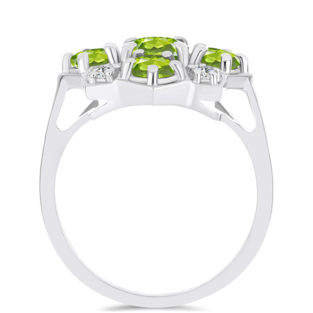 Inel din Argint 925 ( 3.51 grame ) cu Peridot Changbai și Topaz Alb 2.13 Carate 2 
