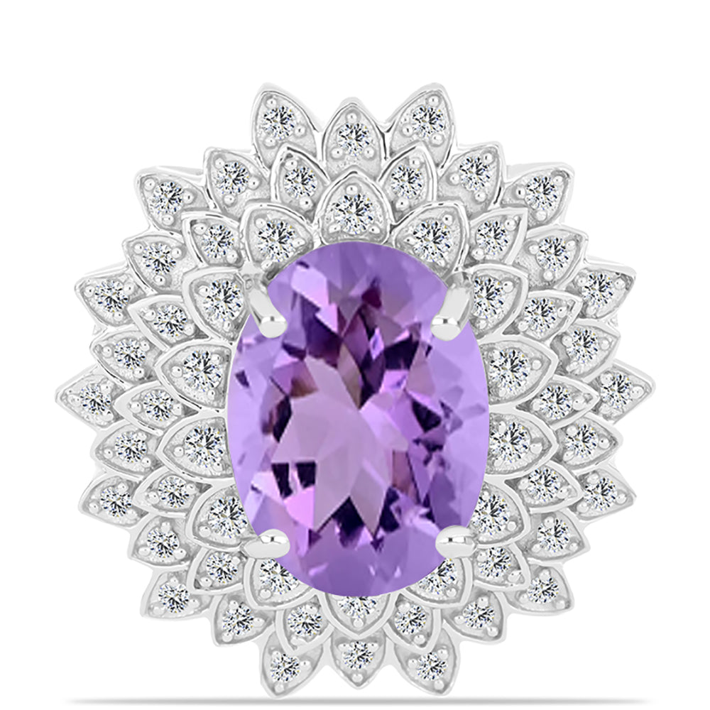 Inel din Argint 925 ( 6.37 grame ) cu Ametist Rose de France și Topaz Alb 5.86 Carate 1 