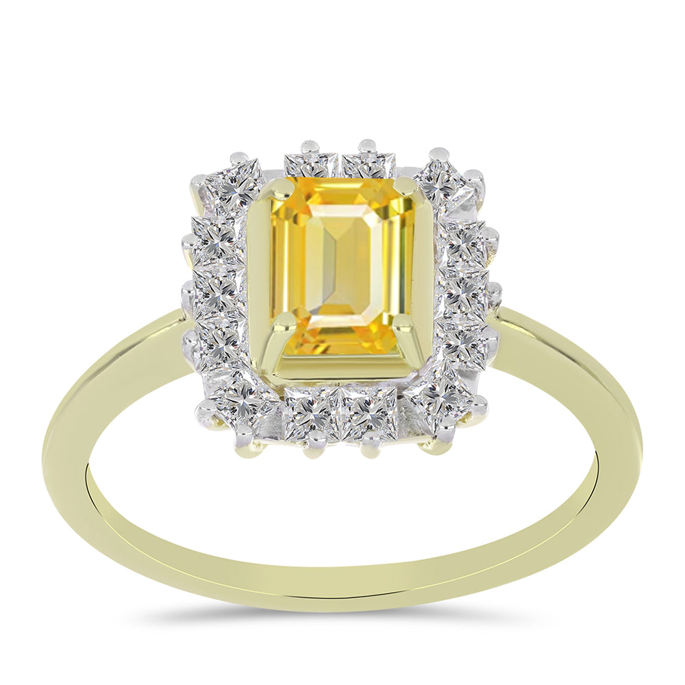 Inel din Argint 925 Placat cu Aur ( 2.72 grame ) cu Safir Rosebery Galben și Topaz Alb 2.11 Carate 1 