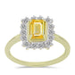 Inel din Argint 925 Placat cu Aur ( 2.72 grame ) cu Safir Rosebery Galben și Topaz Alb 2.11 Carate