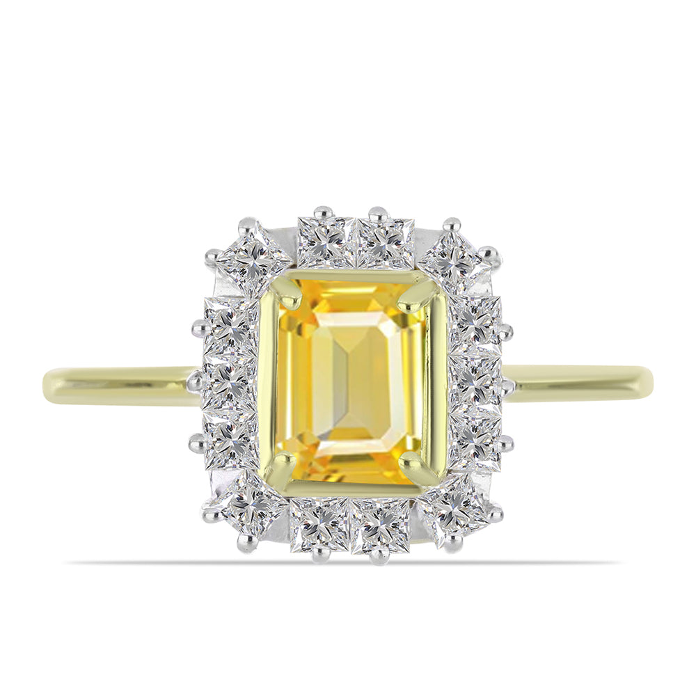 Inel din Argint 925 Placat cu Aur ( 2.72 grame ) cu Safir Rosebery Galben și Topaz Alb 2.11 Carate