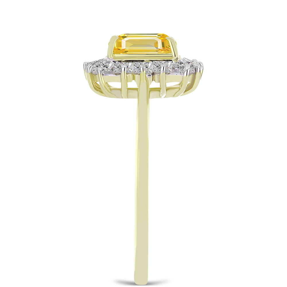 Inel din Argint 925 Placat cu Aur ( 2.72 grame ) cu Safir Rosebery Galben și Topaz Alb 2.11 Carate