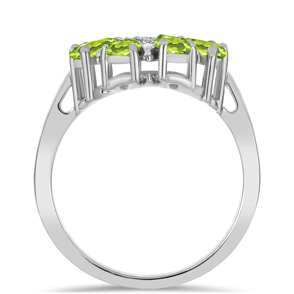 Inel din Argint 925 ( 3.49 grame ) cu Peridot Changbai și Topaz Alb 1.7 Carate 2 