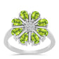 Inel din Argint 925 ( 3.49 grame ) cu Peridot Changbai și Topaz Alb 1.7 Carate