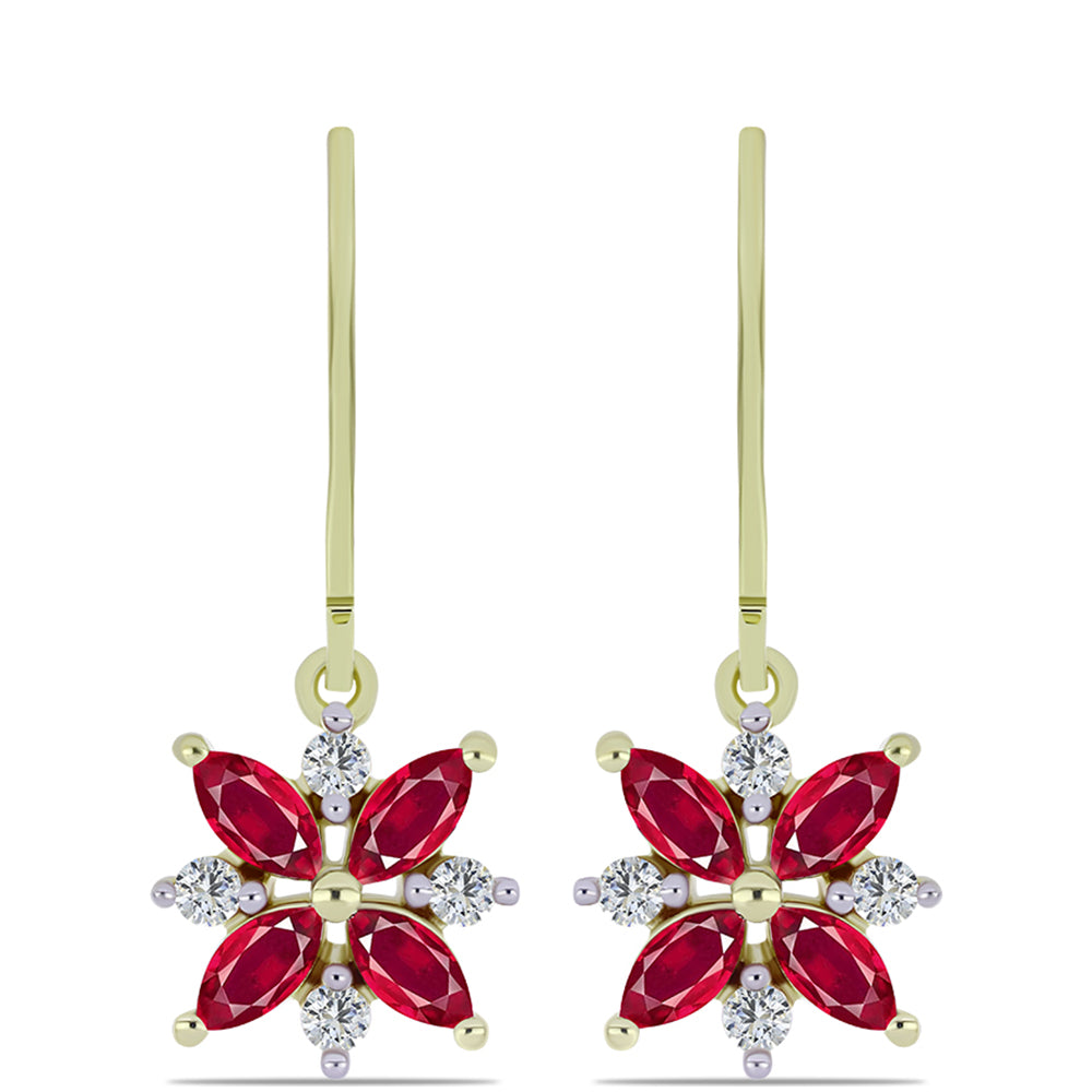 Cercei din Argint 925 Placat cu Aur ( 2.35 grame ) cu Rubin Malagasy și Topaz Alb 2.05 Carate 1 