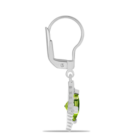 Cercei din Argint 925 ( 2.65 grame ) cu Peridot Changbai și Topaz Alb 2.89 Carate