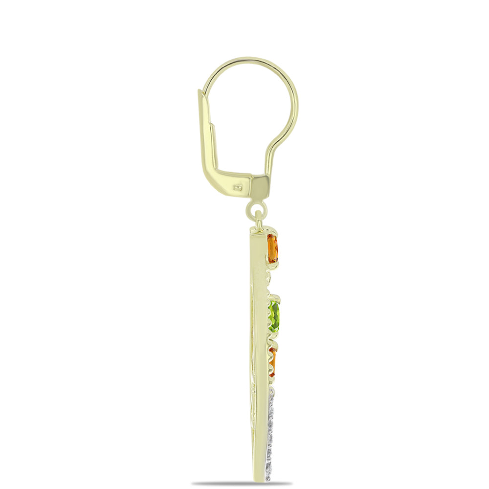 Cercei din Argint 925 Placat cu Aur ( 3.81 grame ) cu Safir Rosebery Curcubeu și Topaz Alb 2.13 Carate 2 