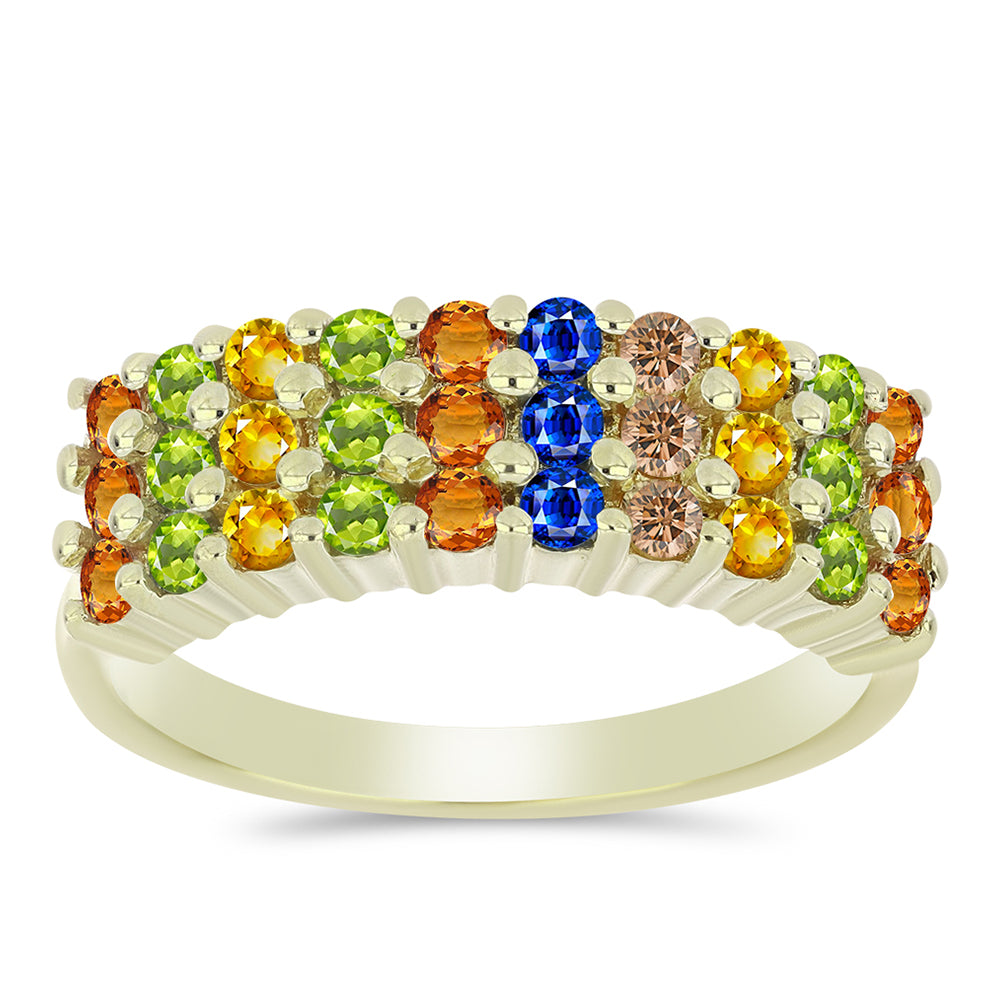 Inel din Argint 925 Placat cu Aur ( 3.56 grame ) cu Safir Rosebery Curcubeu 1.33 Carate