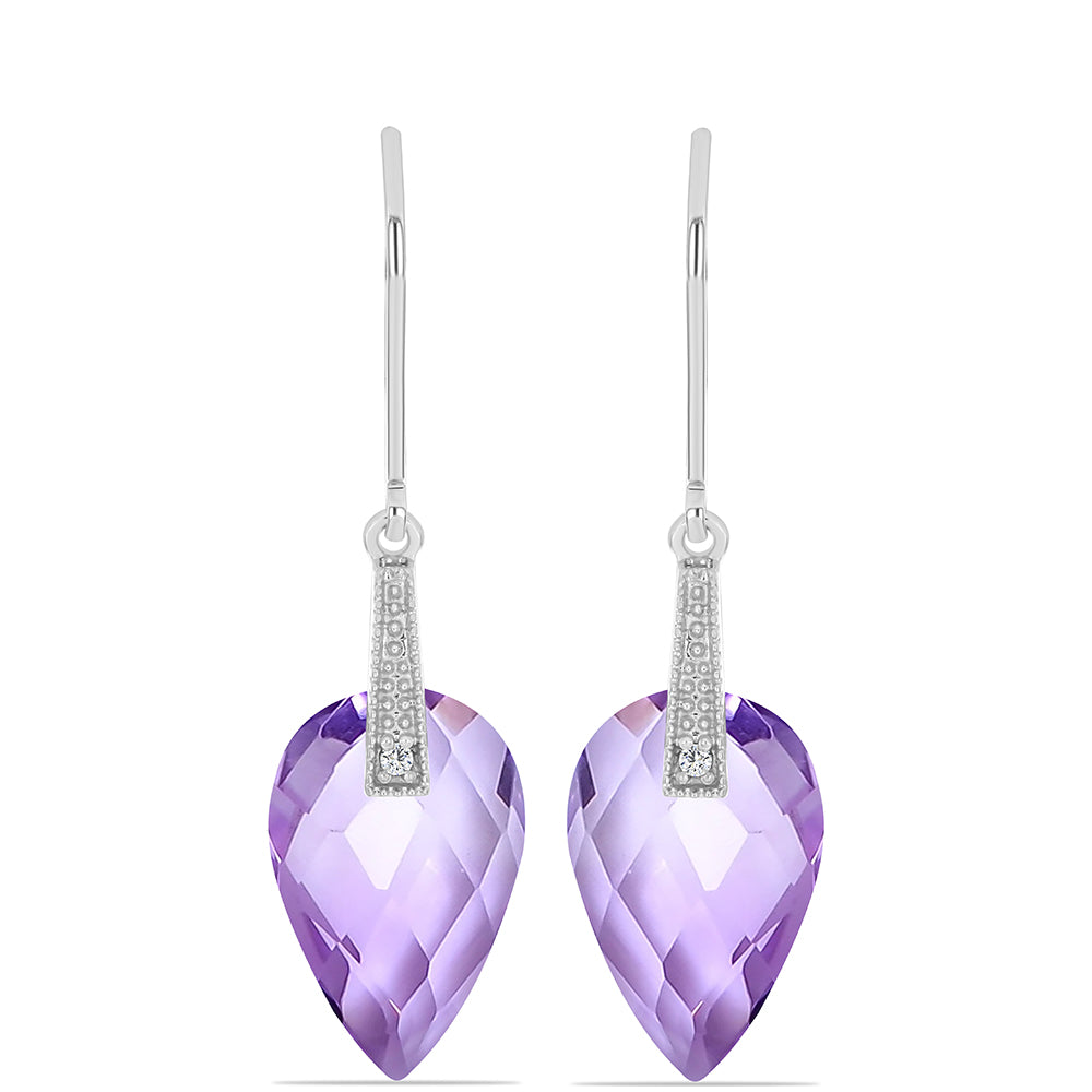 Cercei din Argint 925 ( 1.98 grame ) cu Ametist Rose de France și Topaz Alb 10.25 Carate