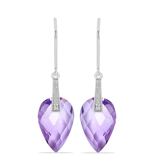 Cercei din Argint 925 ( 1.98 grame ) cu Ametist Rose de France și Topaz Alb 10.25 Carate
