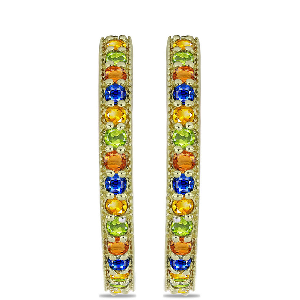 Cercei din Argint 925 Placat cu Aur ( 3.79 grame ) cu Safir Rosebery Curcubeu 1.97 Carate