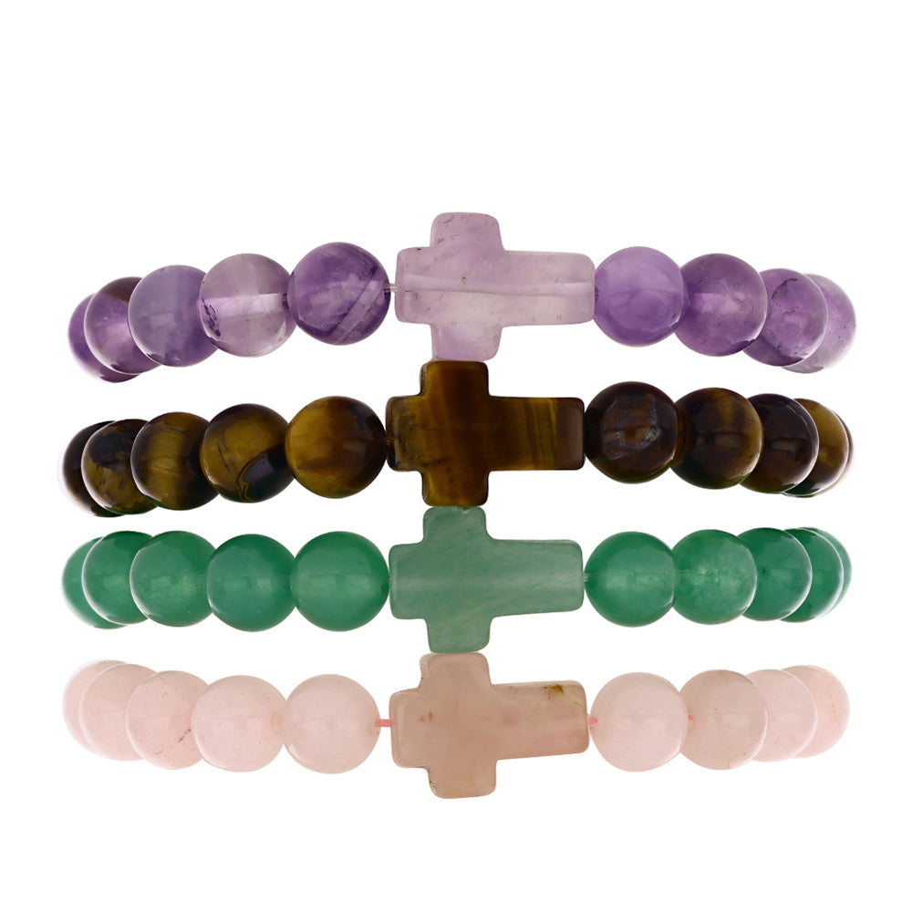 Cruce Set din Pepită ( 72.24 grame ) cu Ametist Marocan și Ochi de Tigru 361.22 Carate ( Brățară )