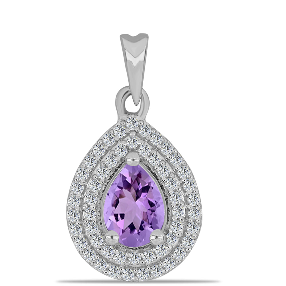 Pandantiv din Argint 925 ( 1.45 grame ) cu Ametist Rose de France și Topaz Alb 0.9 Carate 1 