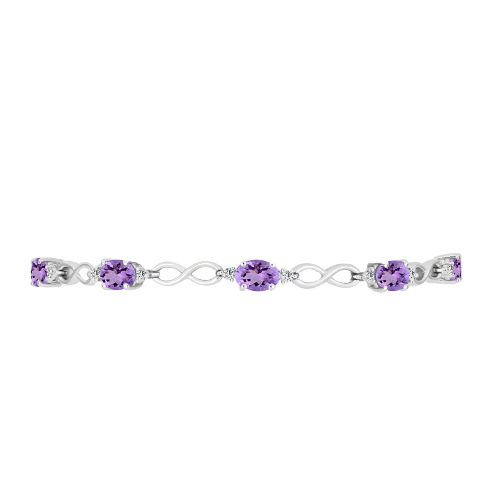 Brățară din Argint 925 ( 6.4 grame ) cu Ametist Rose de France și Topaz Alb 3.72 Carate