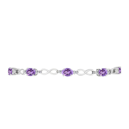Brățară din Argint 925 ( 6.4 grame ) cu Ametist Rose de France și Topaz Alb 3.72 Carate