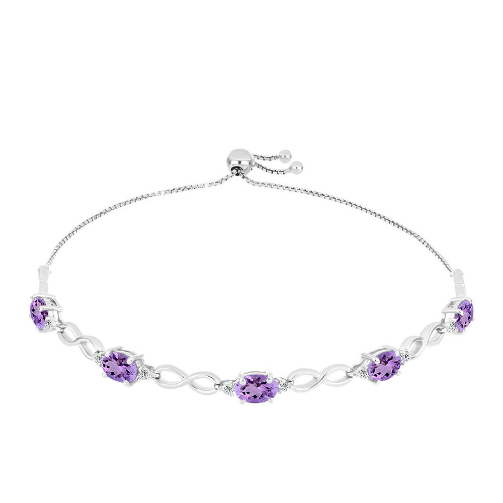 Brățară din Argint 925 ( 6.4 grame ) cu Ametist Rose de France și Topaz Alb 3.72 Carate 1 