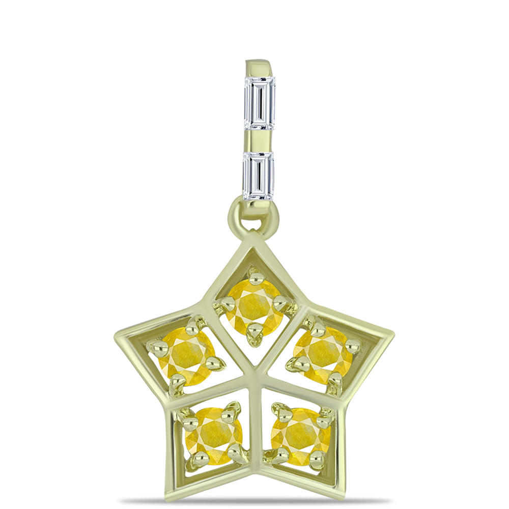 Pandantiv din Argint 925 Placat cu Aur ( 1.05 grame ) cu Safir Rosebery Galben și Zircon Alb 0.79 Carate