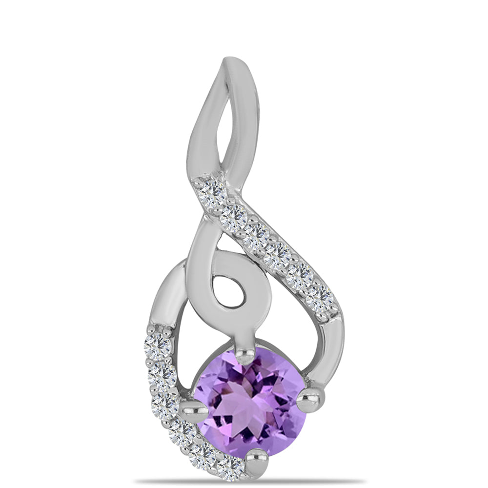 Pandantiv din Argint 925 ( 1 grame ) cu Ametist Rose de France și Topaz Alb 0.54 Carate 1 