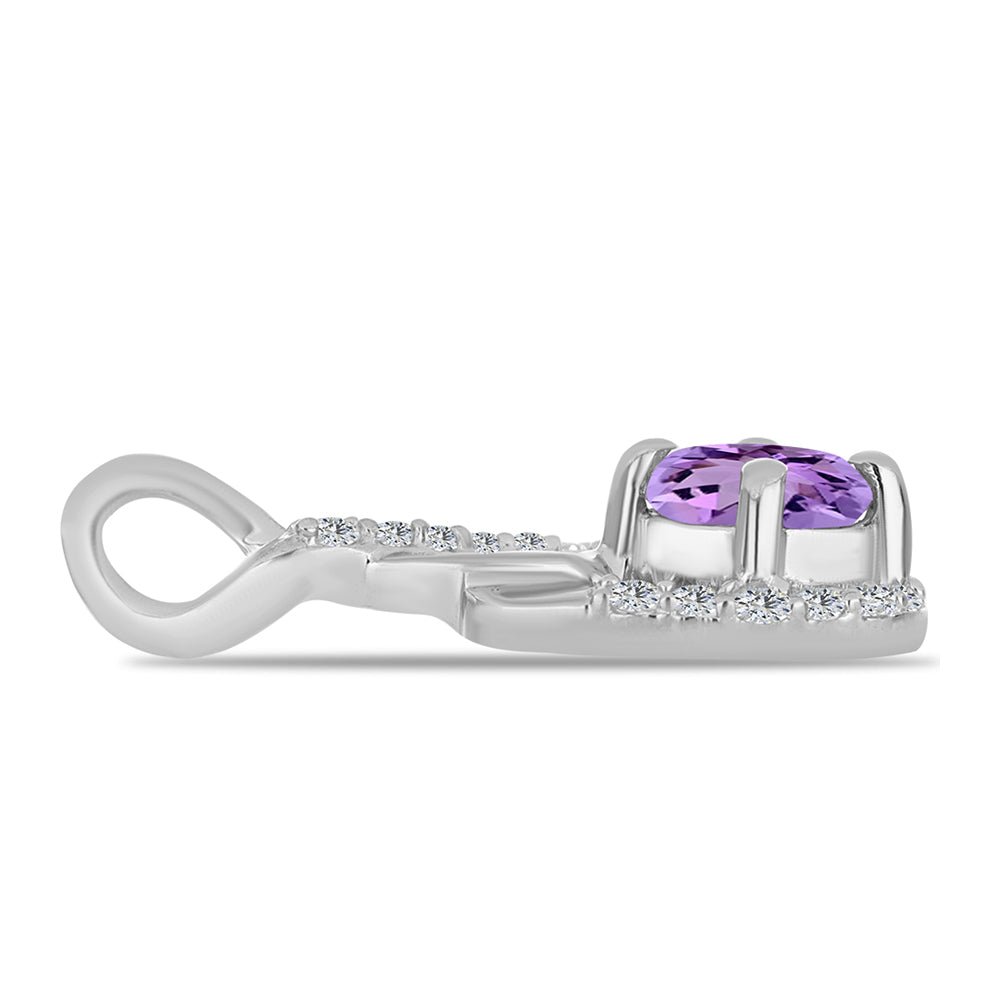 Pandantiv din Argint 925 ( 1 grame ) cu Ametist Rose de France și Topaz Alb 0.54 Carate