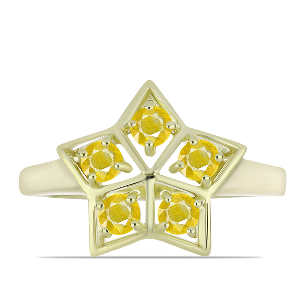 Inel din Argint 925 Placat cu Aur ( 2.97 grame ) cu Safir Rosebery Galben 0.63 Carate 1 