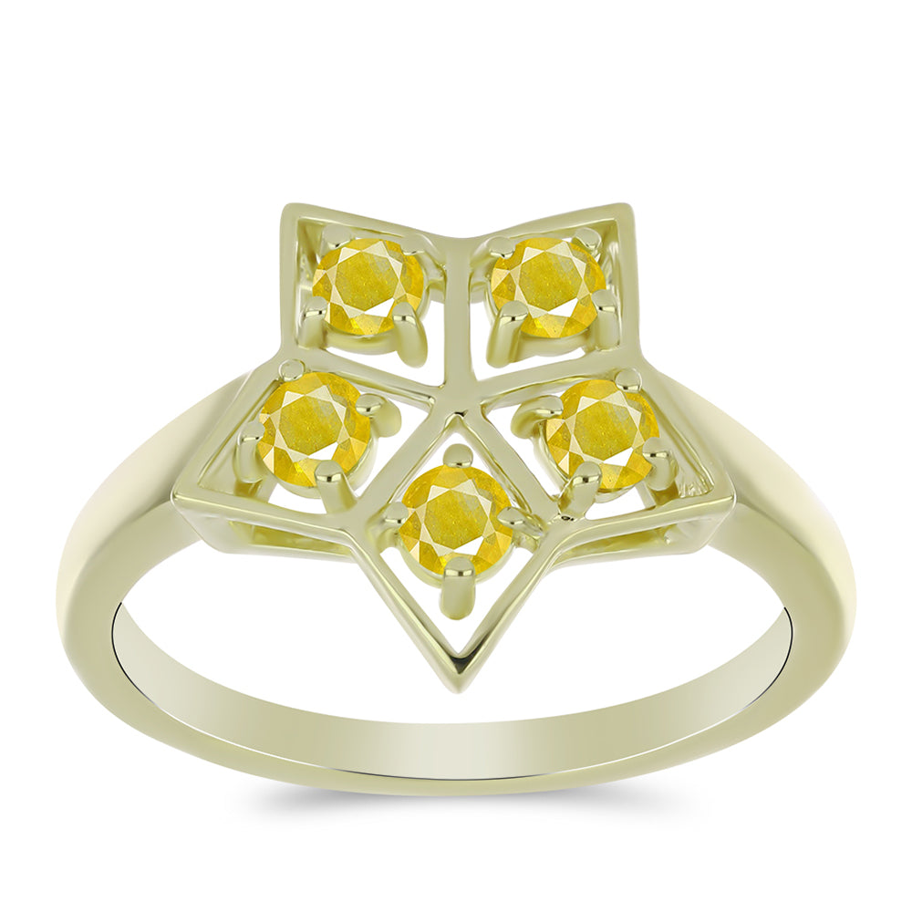 Inel din Argint 925 Placat cu Aur ( 2.97 grame ) cu Safir Rosebery Galben 0.63 Carate 3 