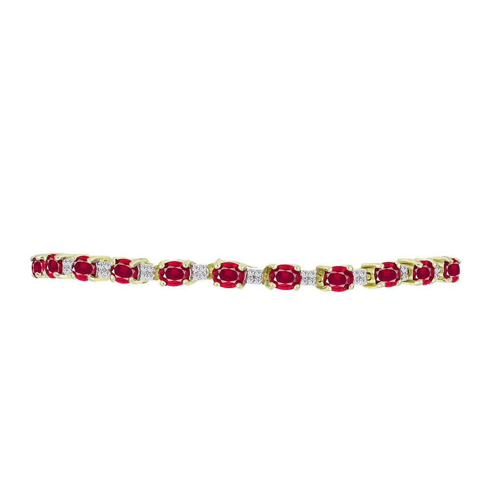 Brățară din Argint 925 Placat cu Aur ( 6.92 grame ) cu Rubin Malagasy și Topaz Alb 5.21 Carate