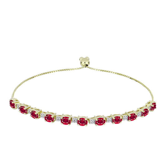 Brățară din Argint 925 Placat cu Aur ( 6.92 grame ) cu Rubin Malagasy și Topaz Alb 5.21 Carate