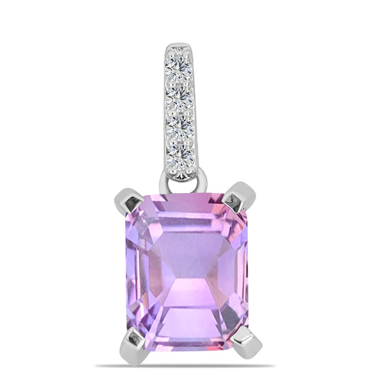 Pandantiv din Argint 925 ( 0.86 grame ) cu Ametist Rose de France și Topaz Alb 2.14 Carate