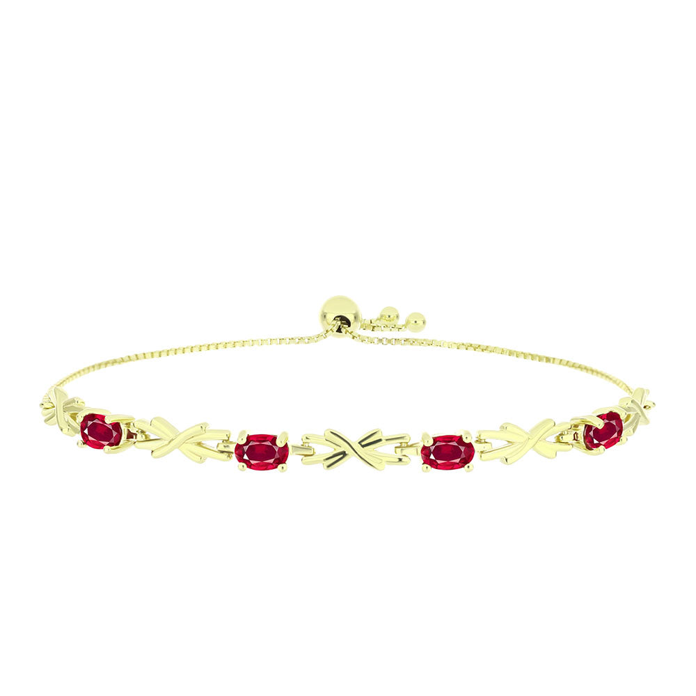 Brățară din Argint 925 Placat cu Aur ( 5.98 grame ) cu Rubin Malagasy 2.82 Carate 1 