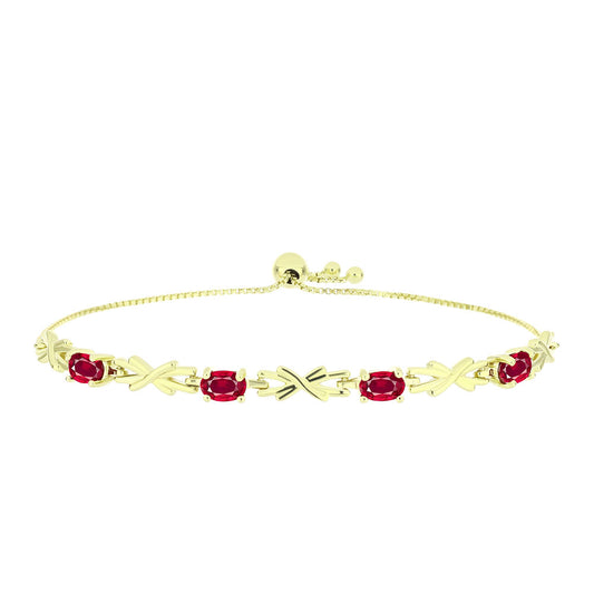 Brățară din Argint 925 Placat cu Aur ( 5.98 grame ) cu Rubin Malagasy 2.82 Carate