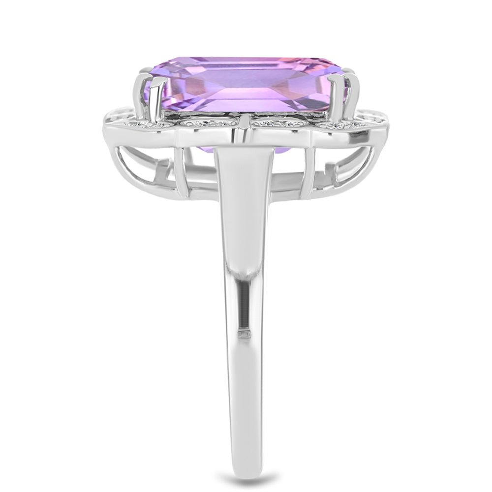 Inel din Argint 925 ( 4.29 grame ) cu Ametist Rose de France și Topaz Alb 6.97 Carate 4 