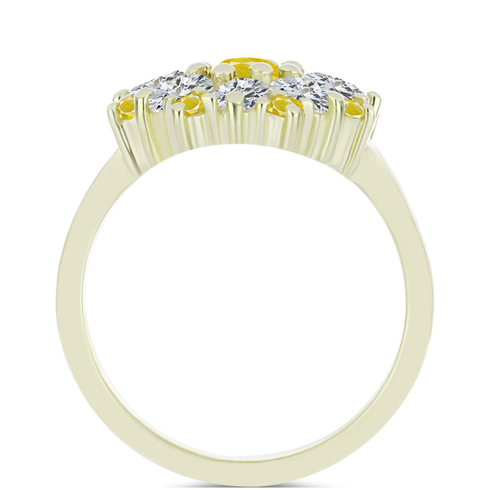 Inel din Argint 925 Placat cu Aur ( 4.01 grame ) cu Safir Rosebery Galben și Topaz Alb 2.15 Carate